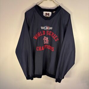 St Louis Cardinals 2006 World‎ Series Champions Pullover Jacket L G Navy V Neck